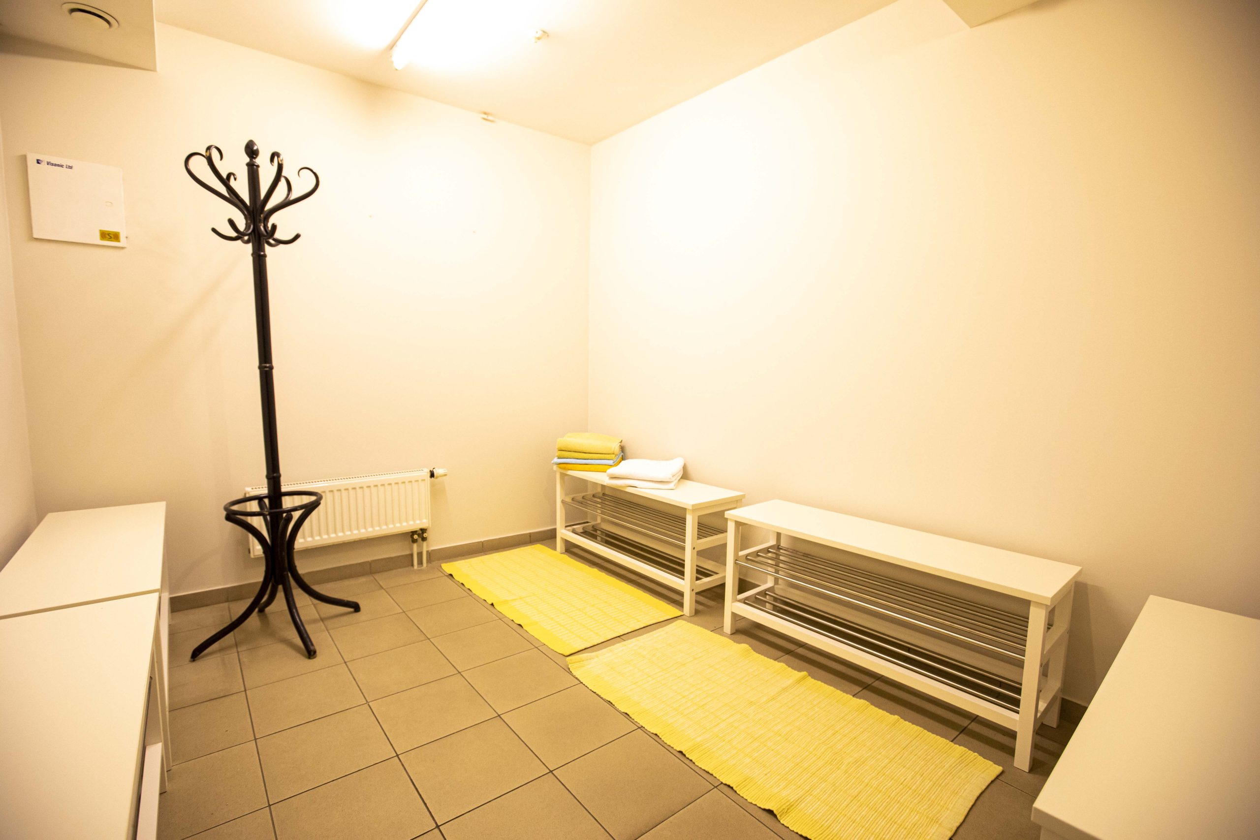 Sauna interior at Amicus Hotel Vilnius, private changing room